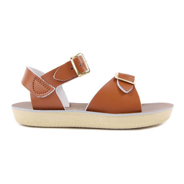 Surfer Double Buckled Leather Waterproof Sandals Camel