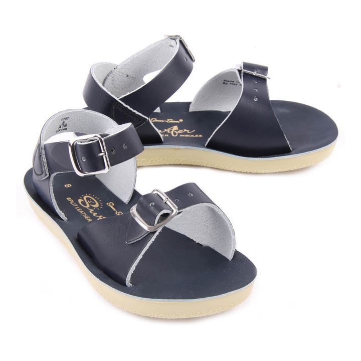 Surfer Double Buckled Leather Waterproof Sandals | Navy blue- Product image n°5