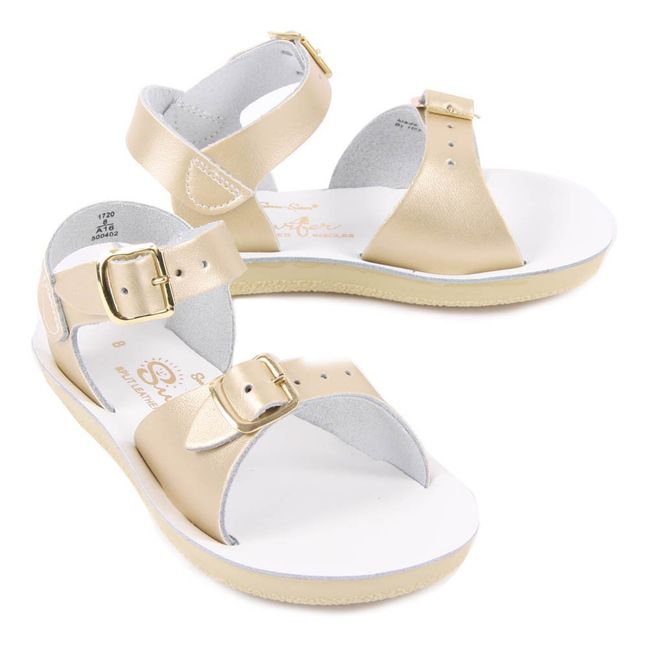 Surfer Double Buckled Leather Waterproof Sandals Gold