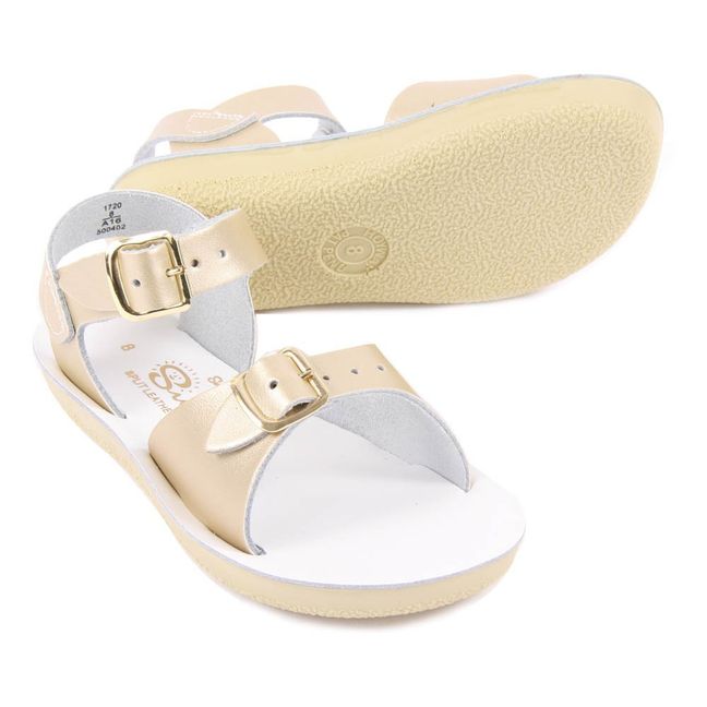 Sandali Waterproof in Pelle Doppio Buco Surfer | Dorato