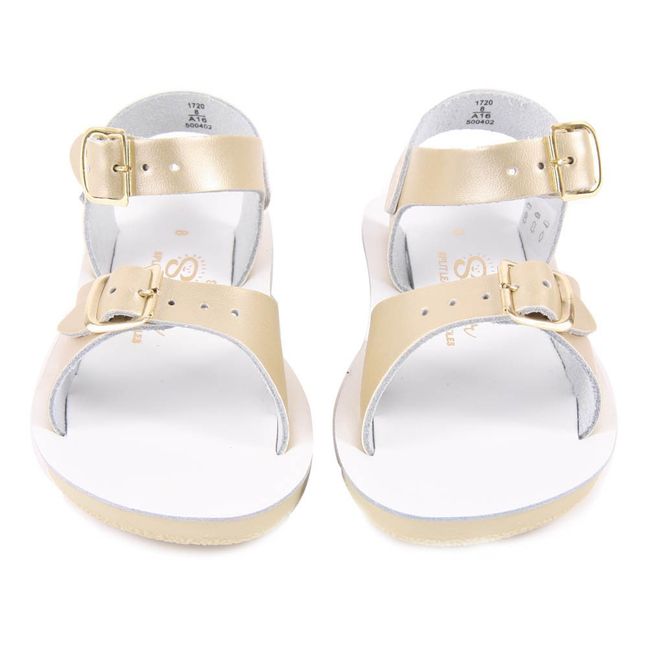 Surfer Double Buckled Leather Waterproof Sandals | Gold