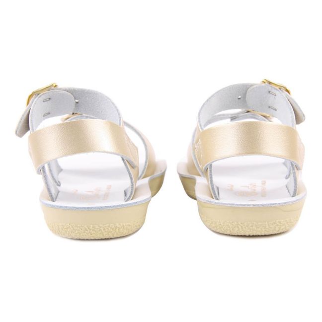 Surfer Double Buckled Leather Waterproof Sandals | Gold