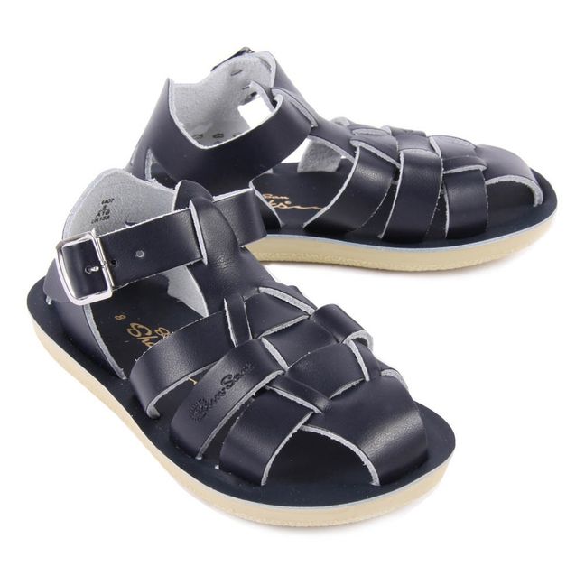 Sandali Waterproof in Pelle Shark | Blu marino