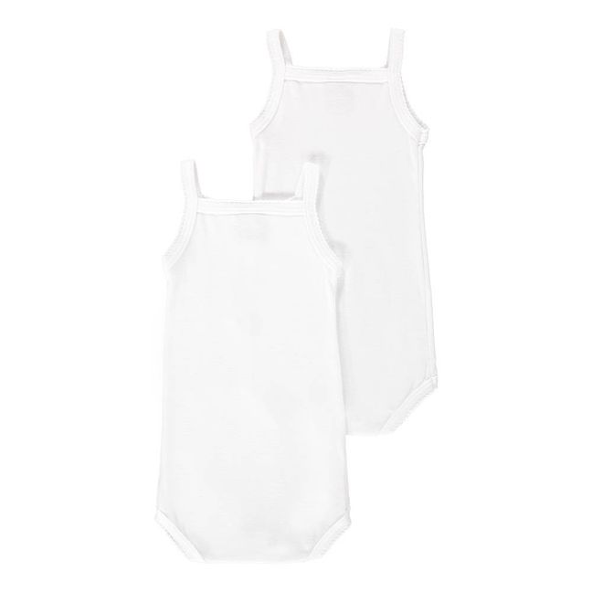 Set of 2 Strappy Baby Grows | White