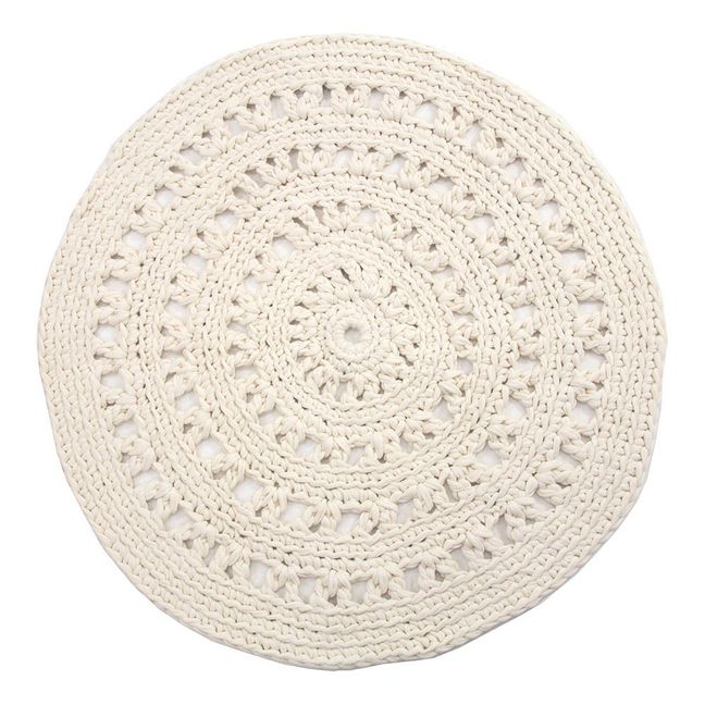 Crochet Round Rug Ecru