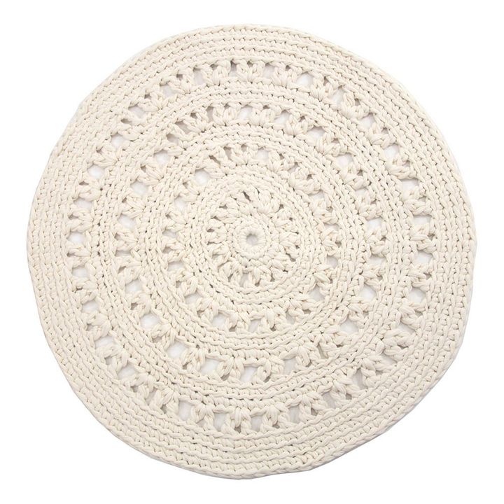 Tappeto rotondo crochet | Ecru- Immagine del prodotto n°0