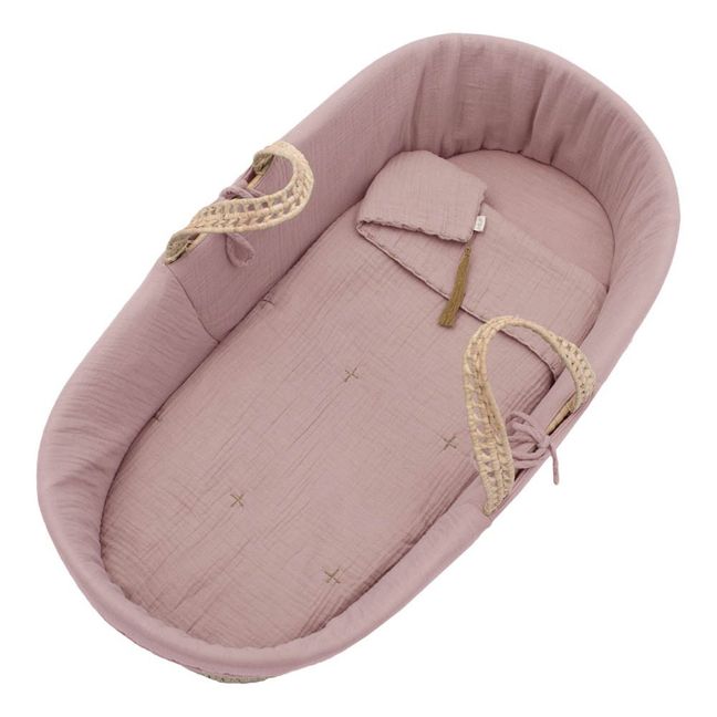 Bassinet, Mattress and Linen - Vintage Pink Dusty Pink S007