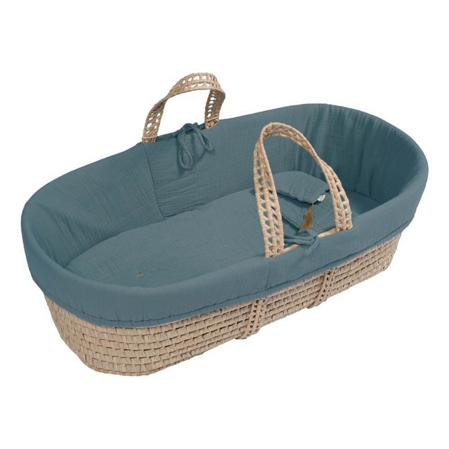 Couffin, matelas et parure en coton bio | Ice Blue S032