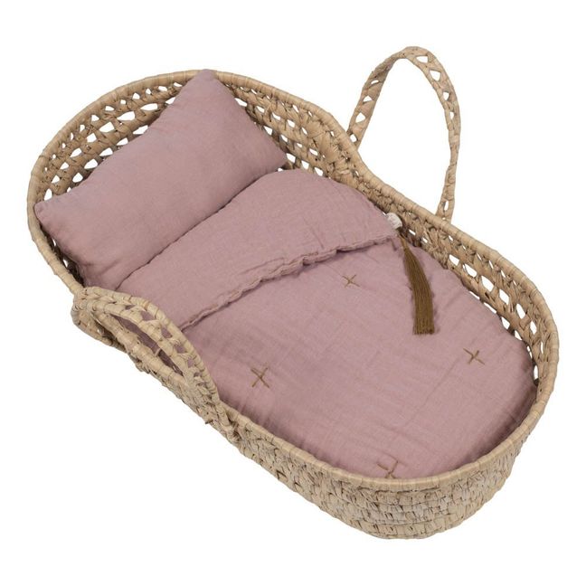 Doll's Bassinet, Mattress and Linen - Vintage Pink | Dusty Pink S007