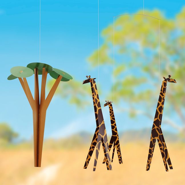 Móvil jirafas en la sabana