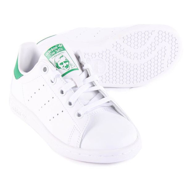 Baskets Lacets Cuir Stan Smith Vert Adidas Chaussure Adolescent ,