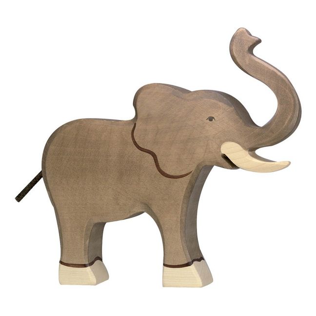 Large Wooden Elephant Figurine