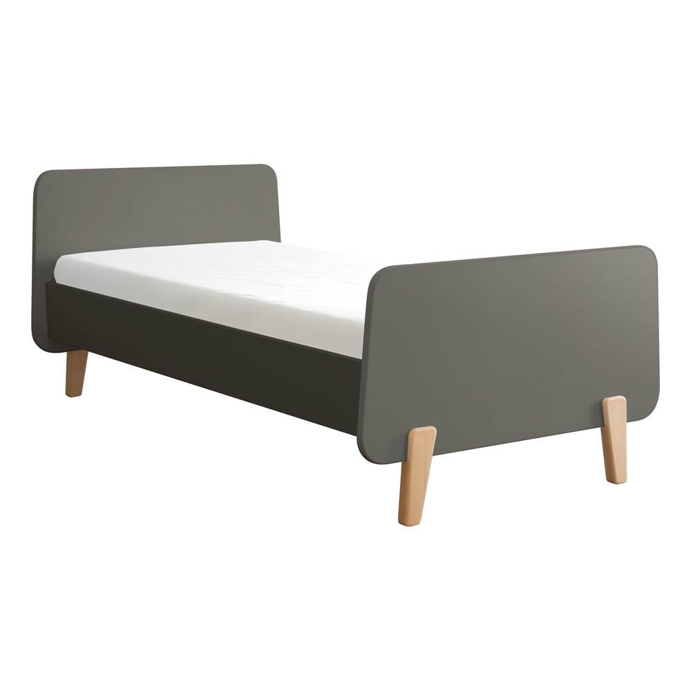 Laurette - Lit MM pieds bois naturel - Vert de gris