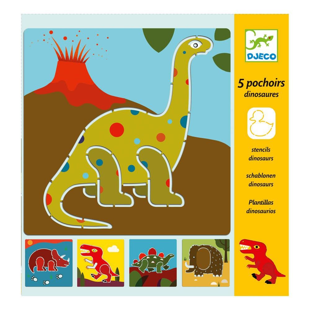 Djeco - 5 pochoirs dinosaures - Multicolore