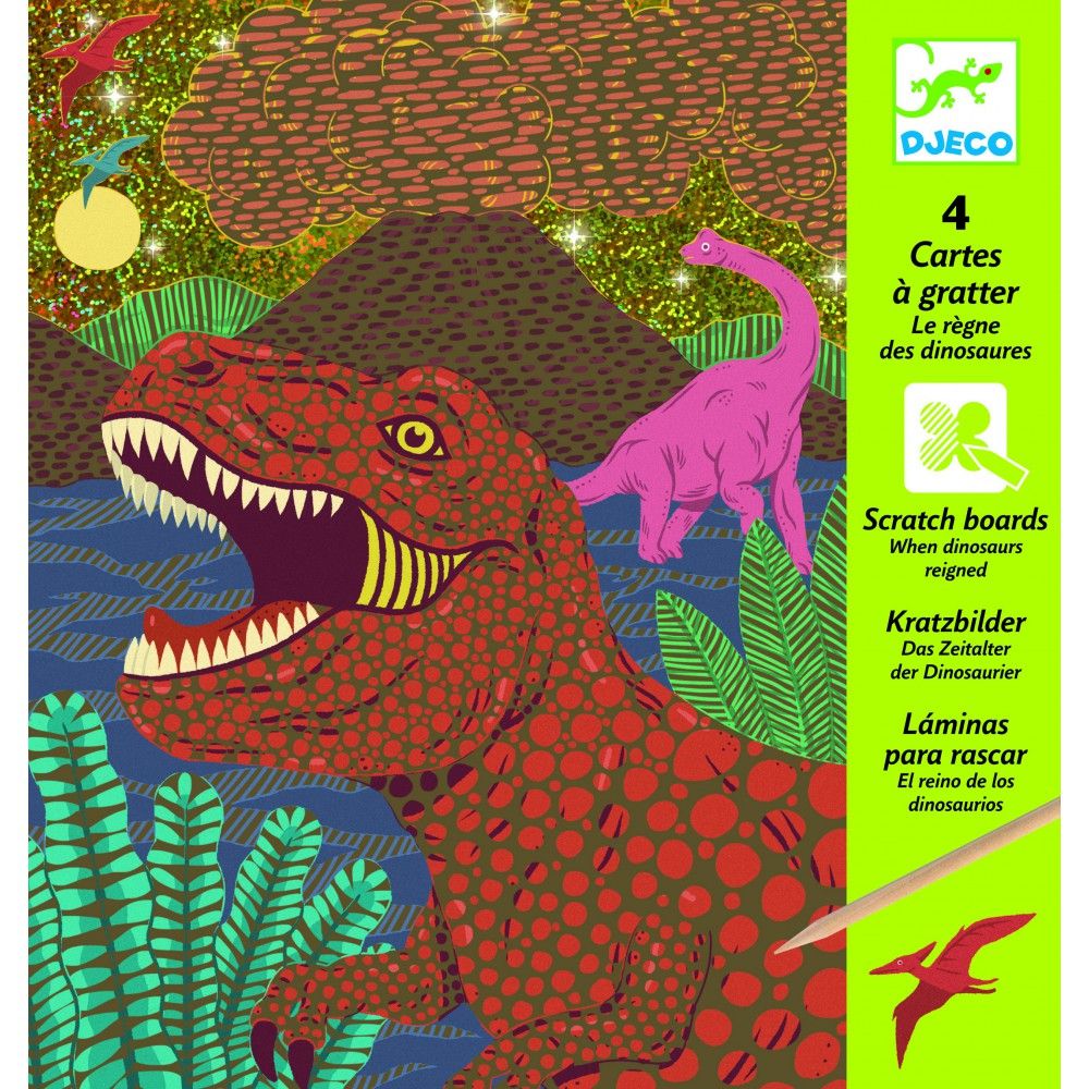 Djeco - Cartes à gratter Le règne des dinosaures - Multicolore