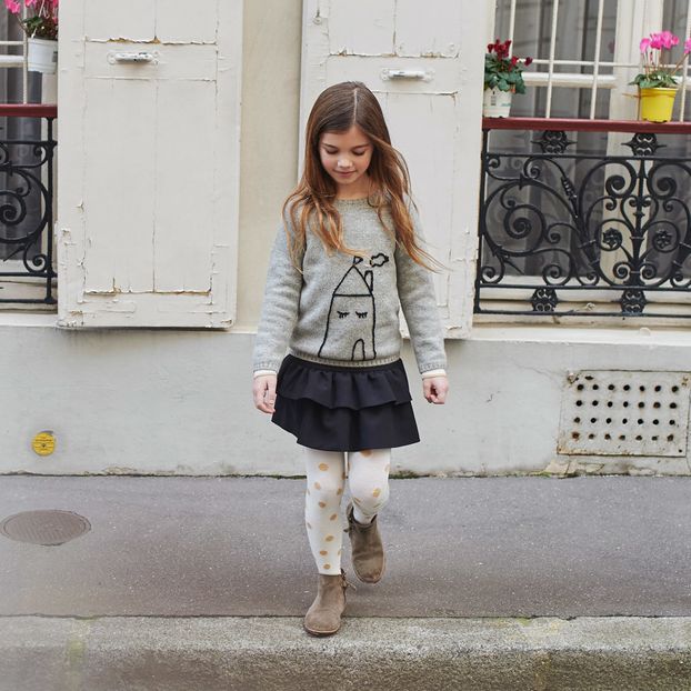 HandEmbroidered House Pullover Heather grey Emile et Ida Fashion