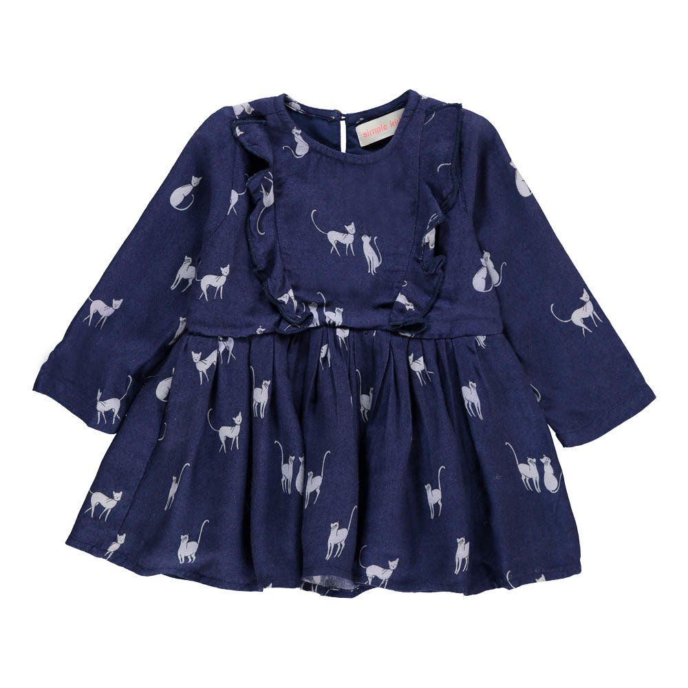 Simple Kids - Robe Volants Chats Diana - Fille - Bleu marine
