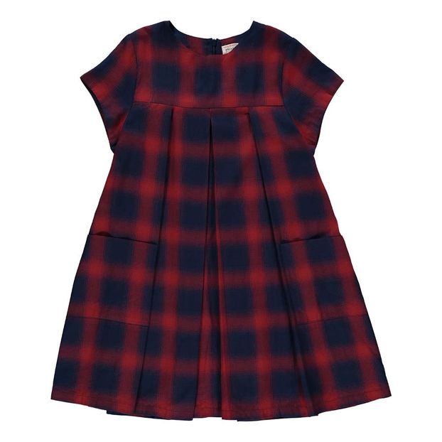 Pleated Checked Evy Dress Navy blue Morley Fashion Children