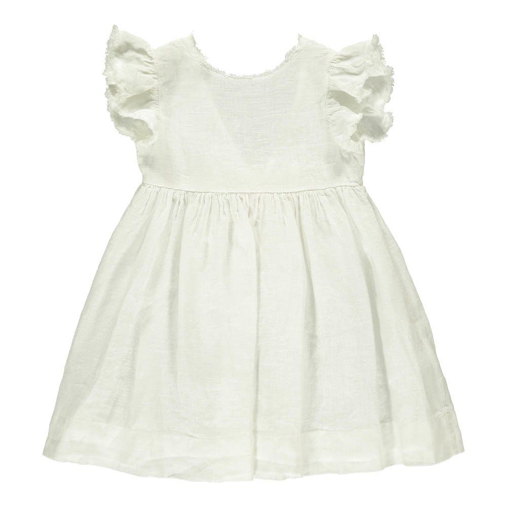 Tie Back Linen Dress White Il Gufo Fashion Children