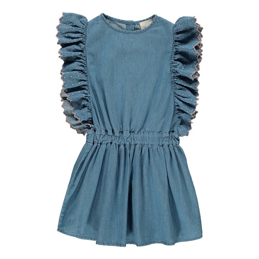 Louis Louise - Robe Chambray Volants Ludivine - Fille - Bleu jean