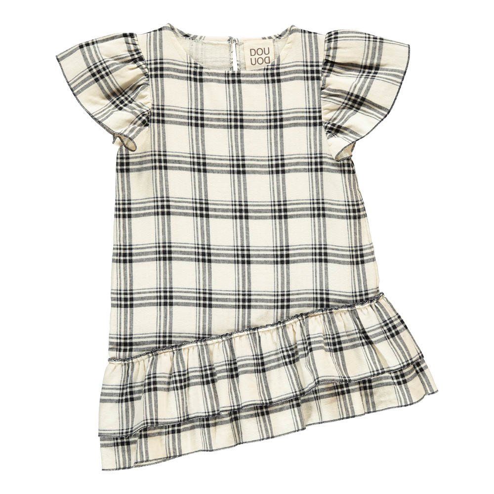 Douuod - Robe Asymétrique Carreaux Allen - Fille - Ecru