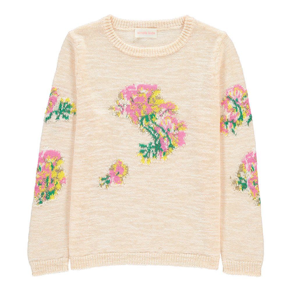 Hawaï Flower Embroidered Jumper Peach Simple Kids Fashion Teen