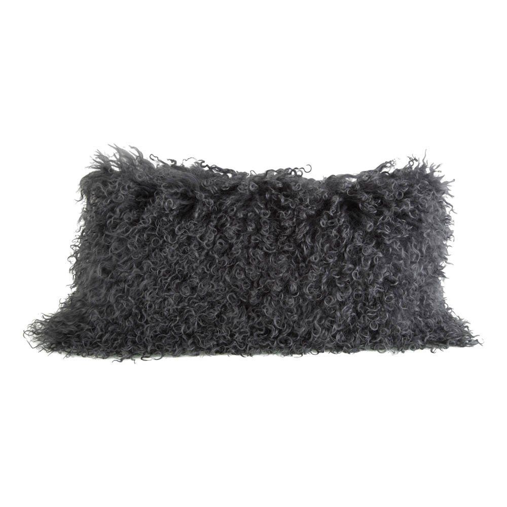 Maison de vacances - Coussin basic en peau de chèvre du Tibet - Charbon