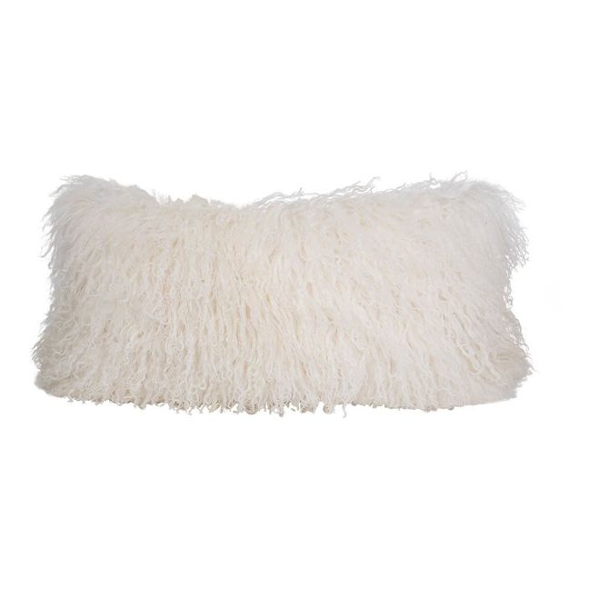 White Tibetan Goatskin Cushion White