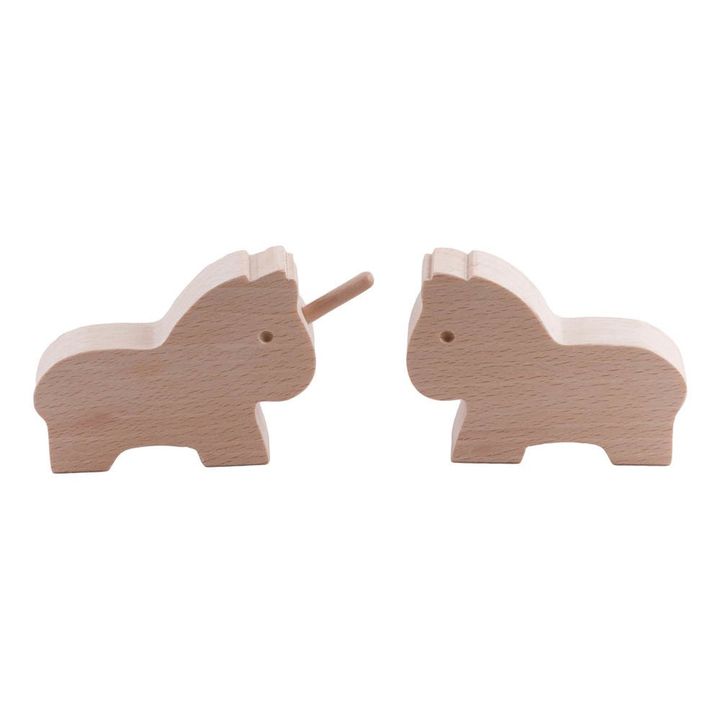 Paulette et Sacha Wooden Horse and Unicorn Figurines Smallable