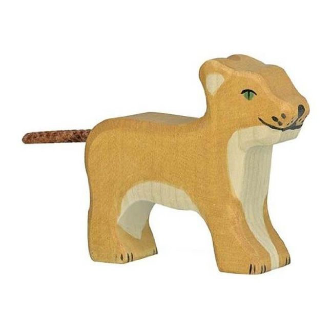 Figurine en bois petit lion