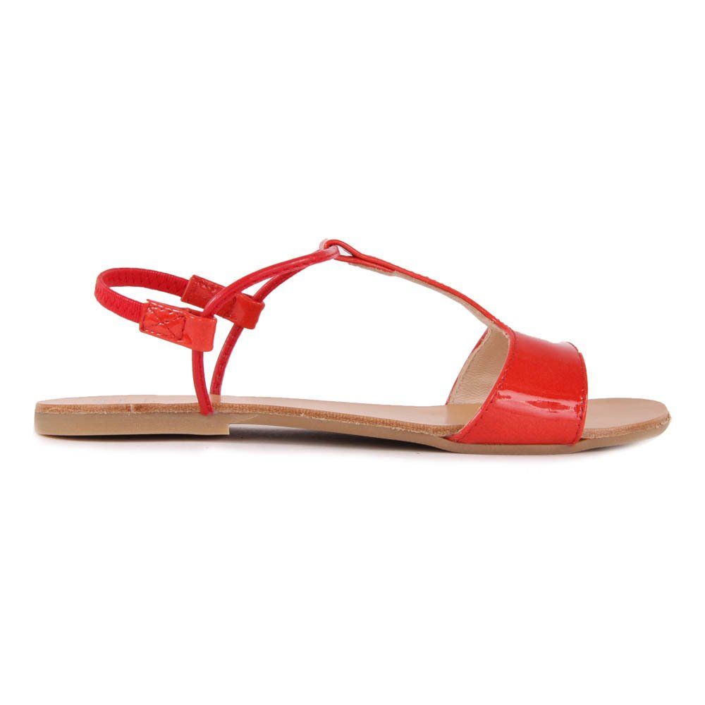 red patent leather flip flops