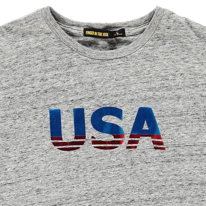 T-shirt Cropped "USA" Drop | Gris chiné- Image produit n°2