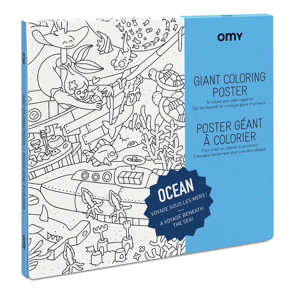 Omy - Poster géant à colorier Océan - Blanc
