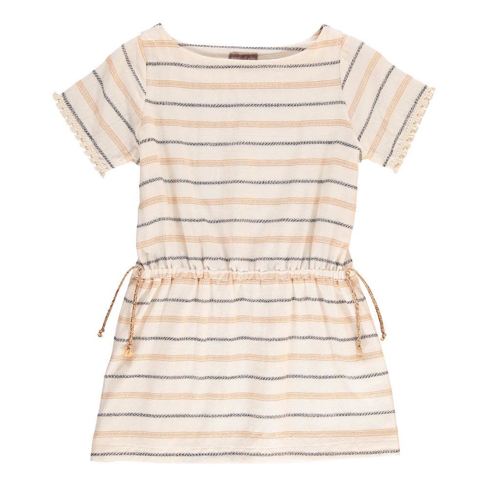 Emile et Ida - Robe Rayée Lurex NÅ“uds - Fille - Ecru
