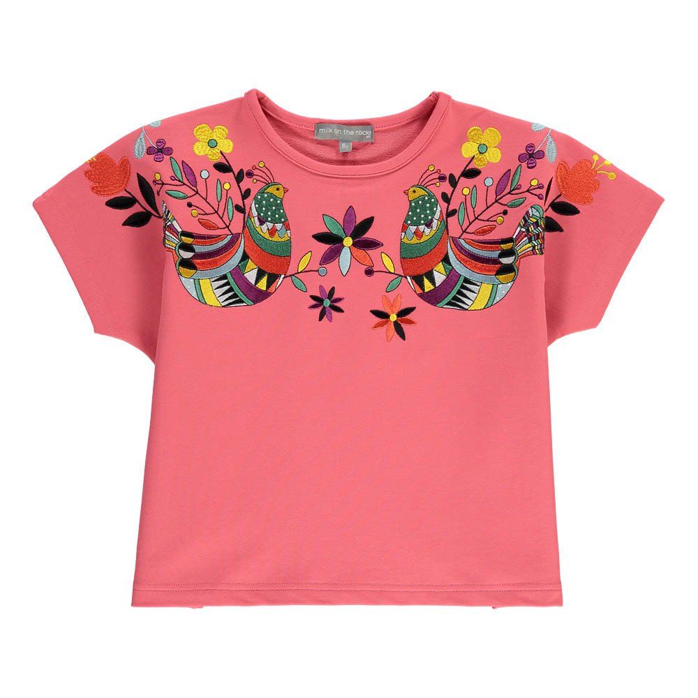 Milk on the Rocks - Top Oversize Brodé Tale - Fille - Rose