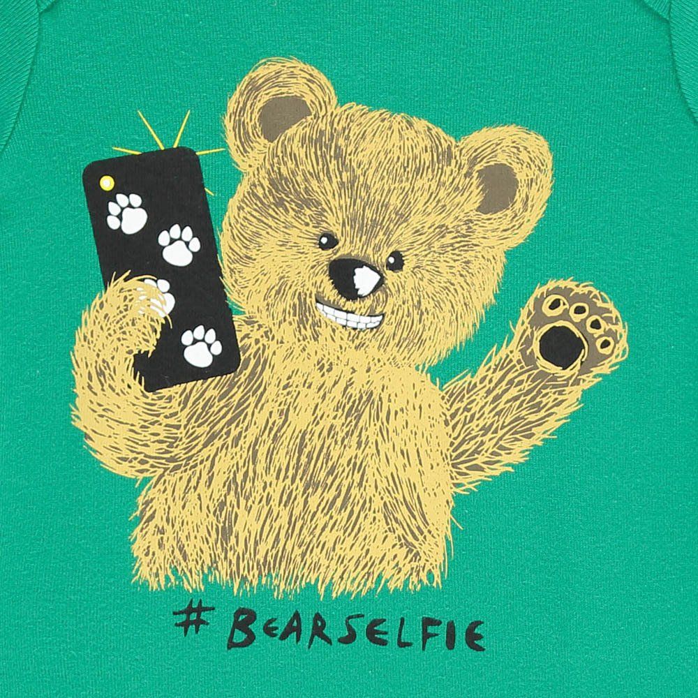 Teddy Selfie Bear Tshirt Green Milk on the Rocks Fashion Baby