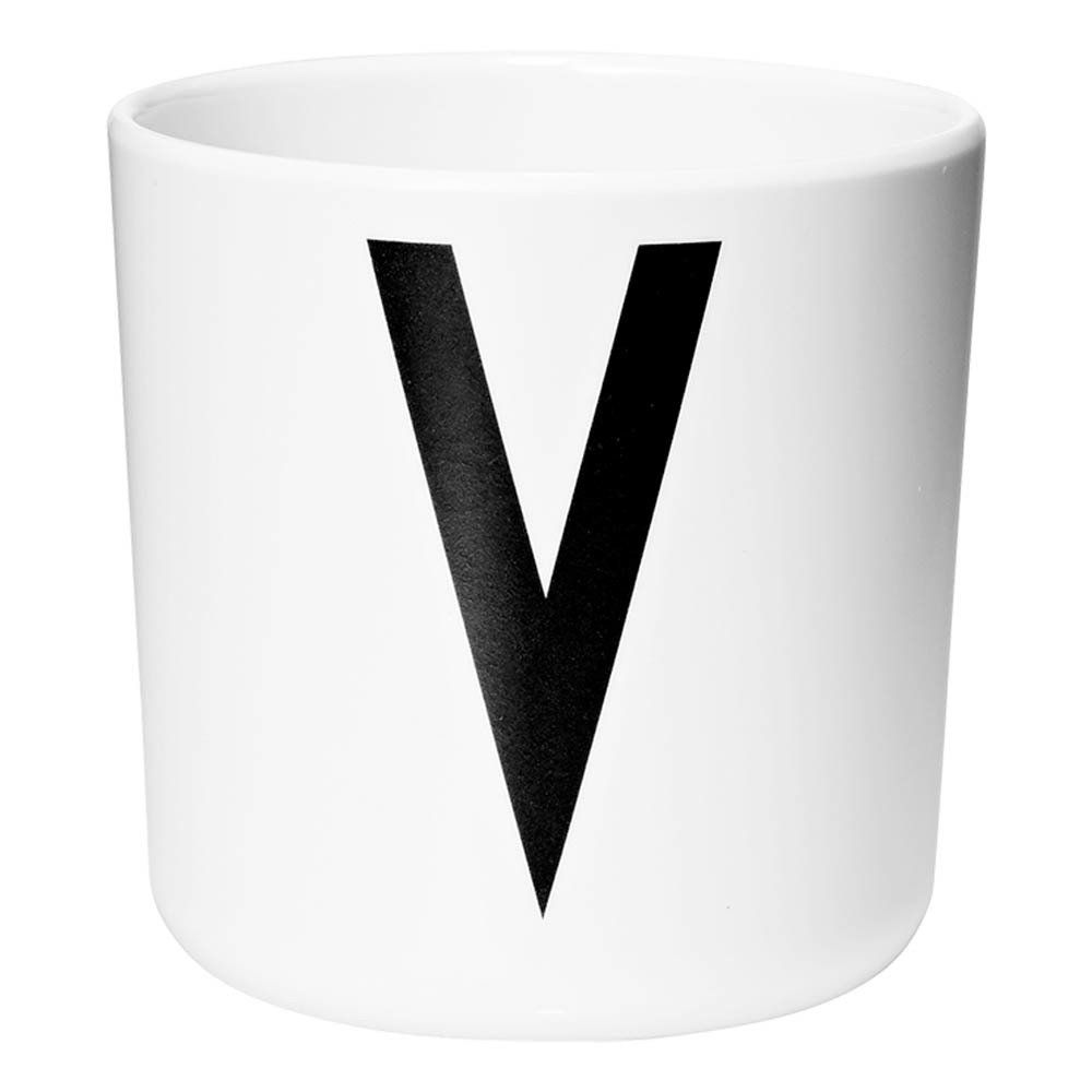 Design Letters - Mug en mélamine - V - Blanc