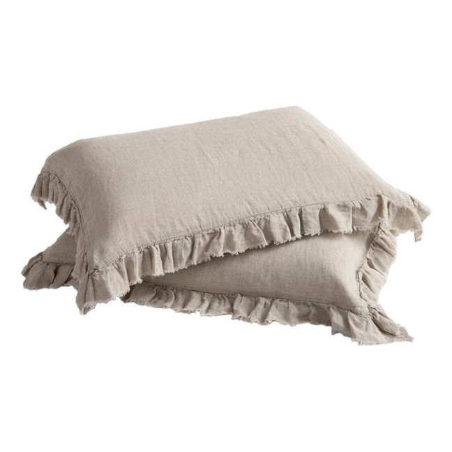 Funda de almohada lino lavado Boho | Natural