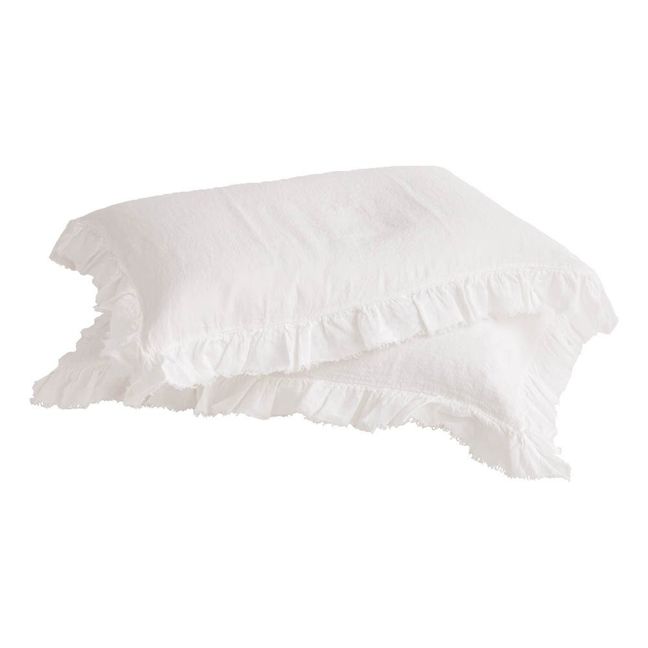 Boho Washed Linen Pillow Case | White