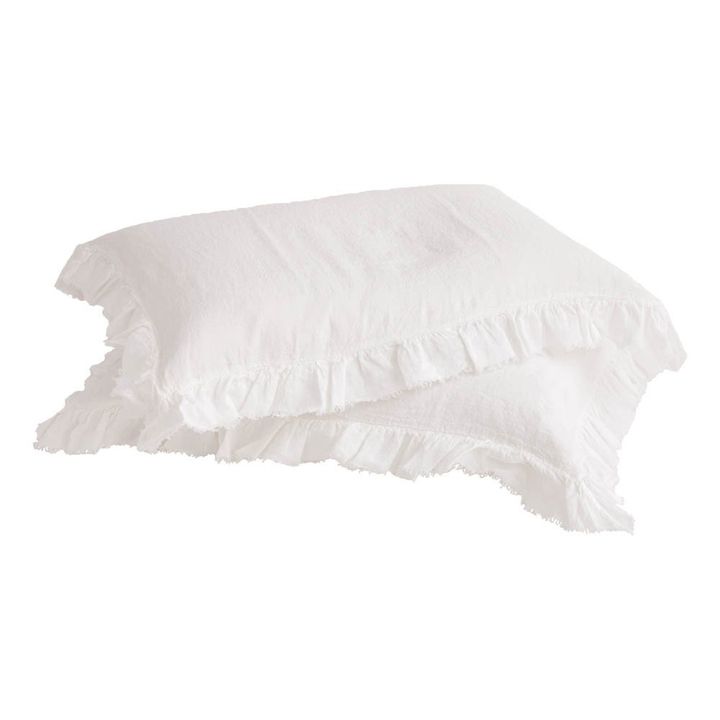 Funda de almohada lino lavado Boho | Blanco- Imagen del producto n°0