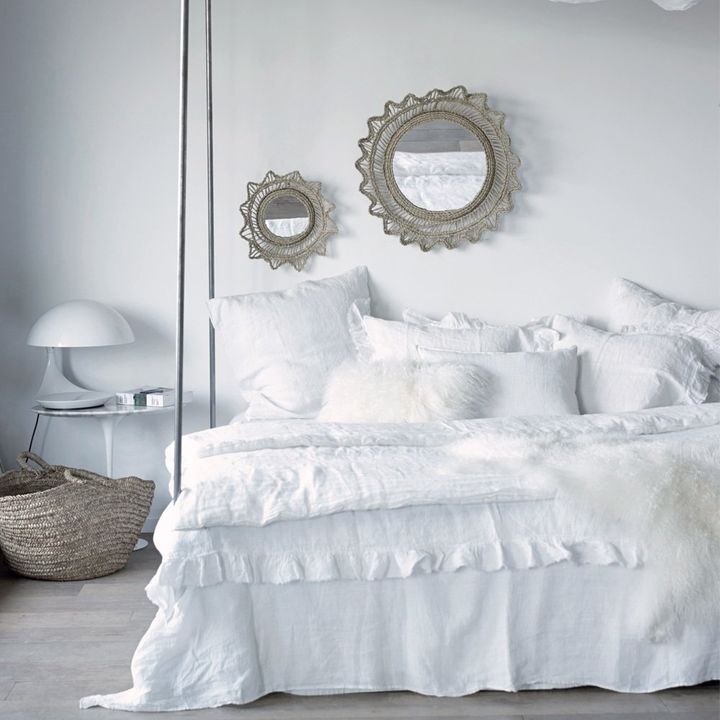 Funda de almohada lino lavado Boho | Blanco- Imagen del producto n°1