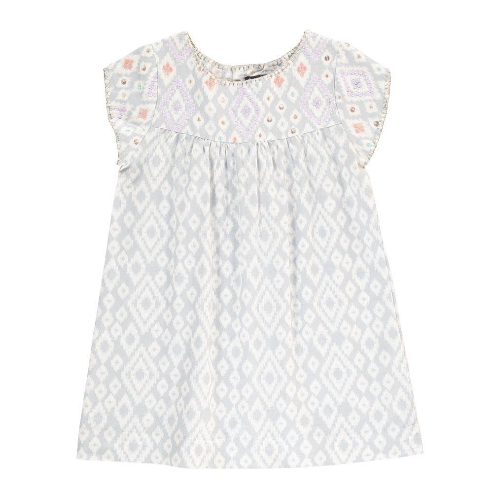 Velveteen - Robe Chambray Ikat Sofia - Fille - Bleu ciel