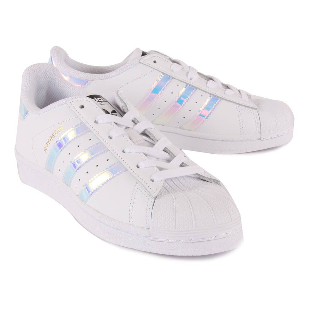 Iridescent Superstar Lace-Up Trainers White Adidas Shoes Teen