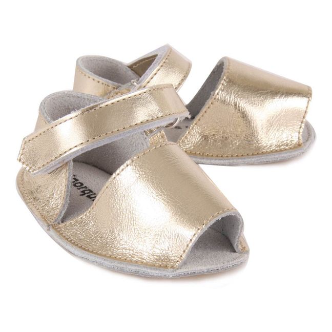 Frailera Quilted Velcro Sandals Gold