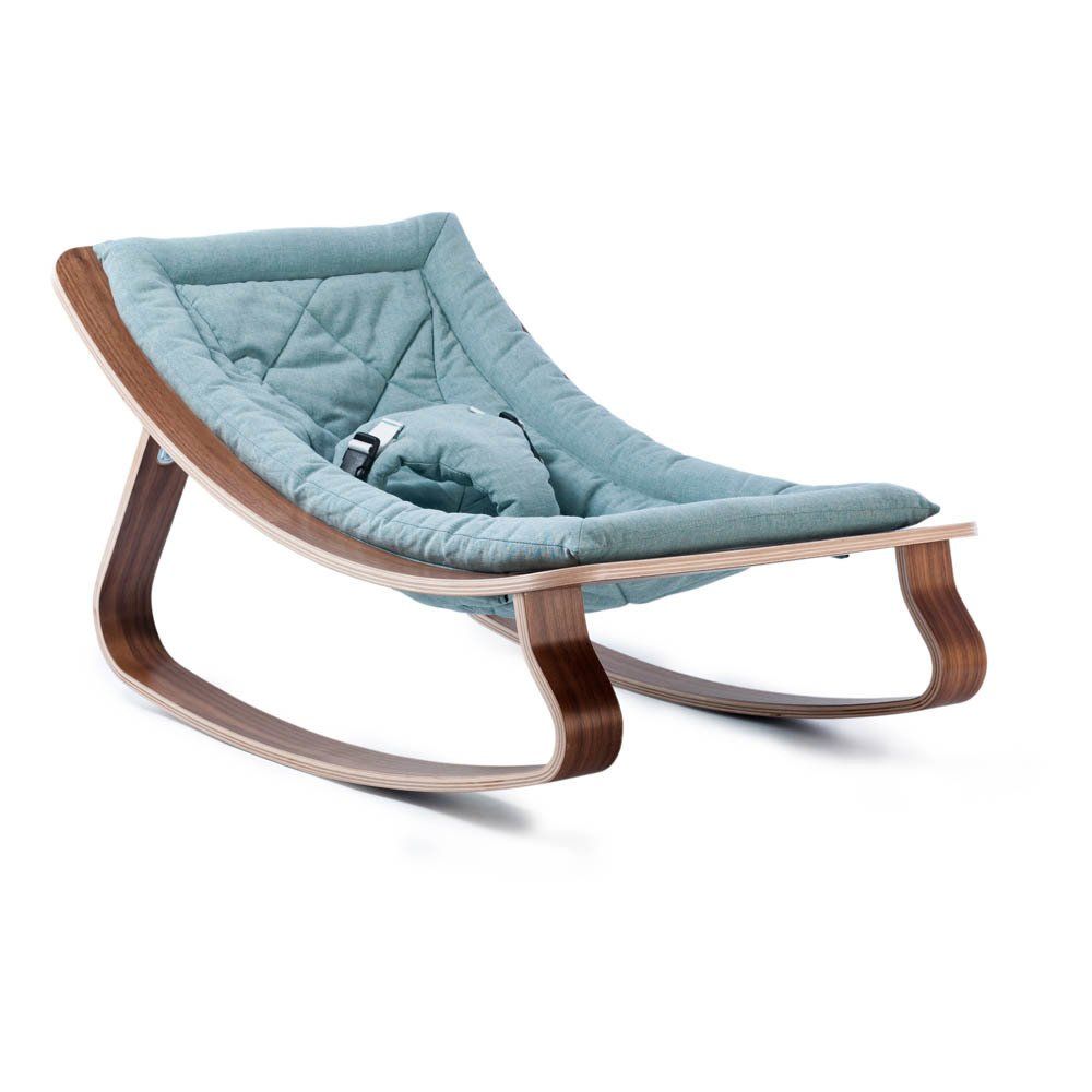 Levo Walnut Baby Bouncer Green water Charlie Crane Design Baby