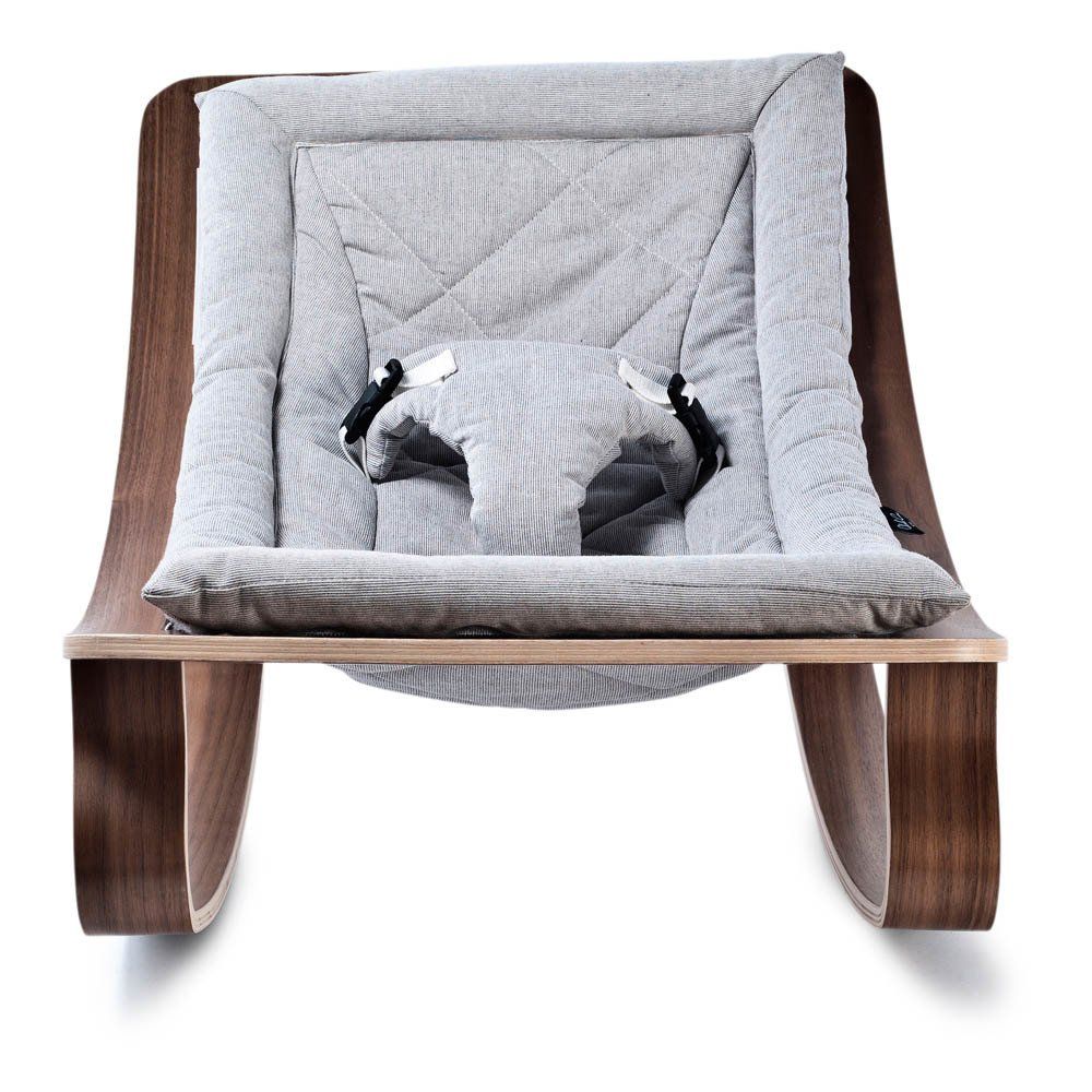 Levo Walnut Baby Bouncer Grey Charlie Crane Design Baby