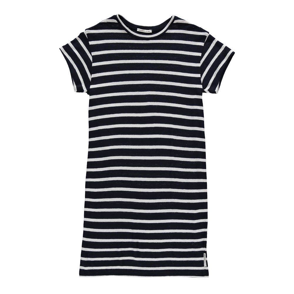 Les Coyotes de Paris - Robe Lin Rayée Elise - Fille - Bleu nuit