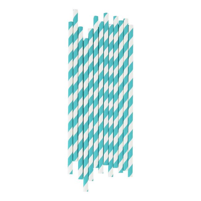 Blue Striped Straws - Pack of 25 Blue