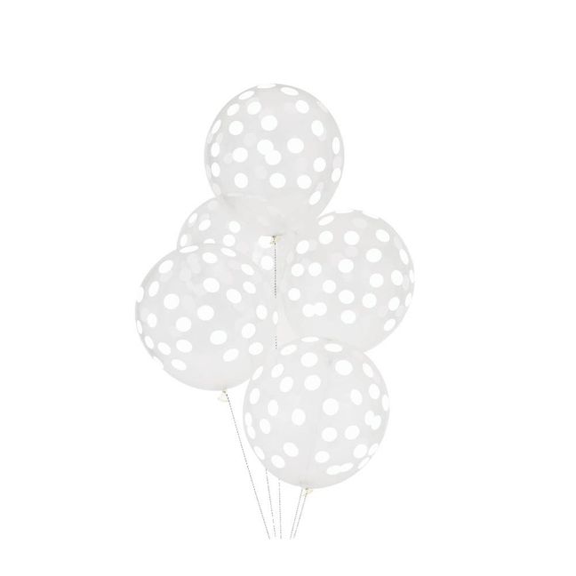 Confetti Printed Balloons, White - Set of 5 | White