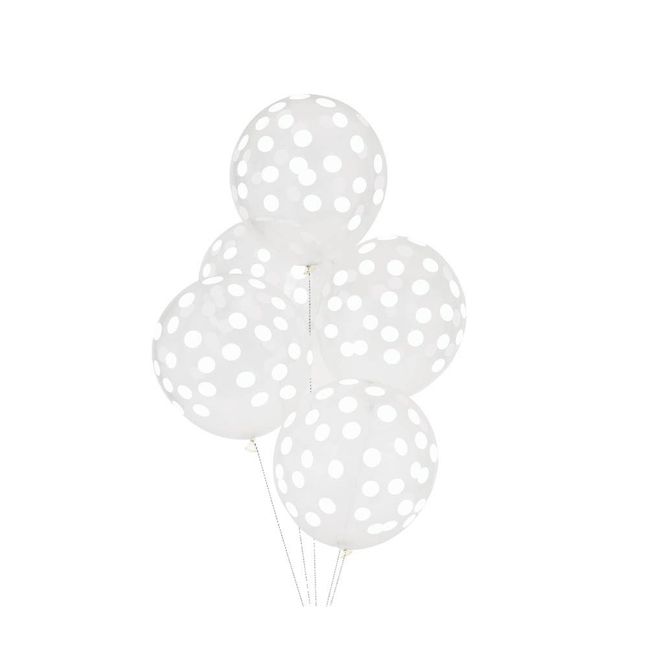 Globos confettis estampados blanco - Lote de 5 Blanco